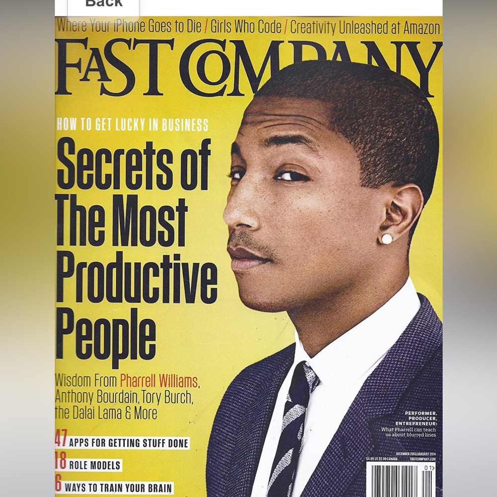 FAST COMPANY How To Get Lucky in Business/PHARRELL WILLIAMS 12/2013-1/2014.